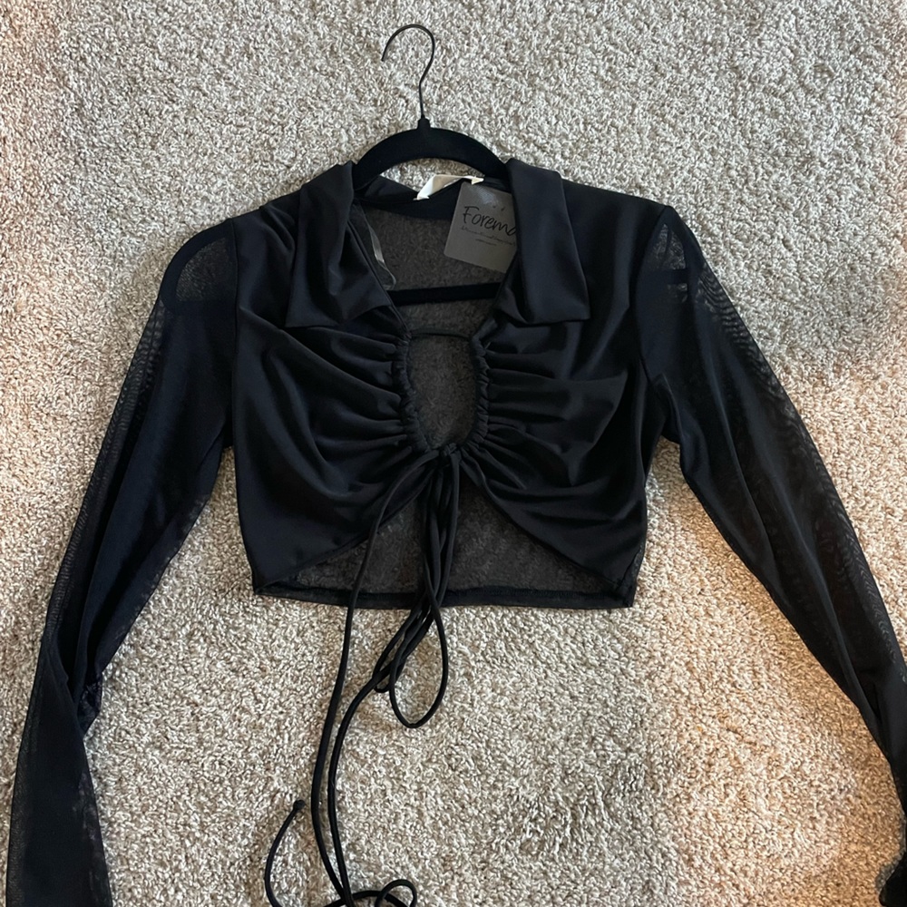 NWT Black Mesh Crop Top